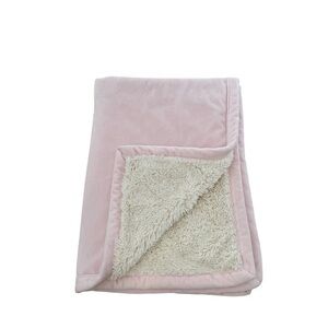 Pottery Barn Kids Blush Pink‎ Velvet Sherpa Baby Blanket 40” x 30”